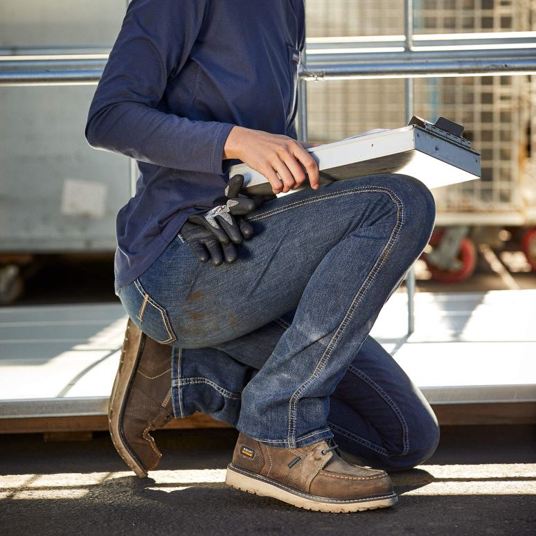 RJ66P2556 jean droit à riveter les barres d'armature Ariat bas Atlanta femmes