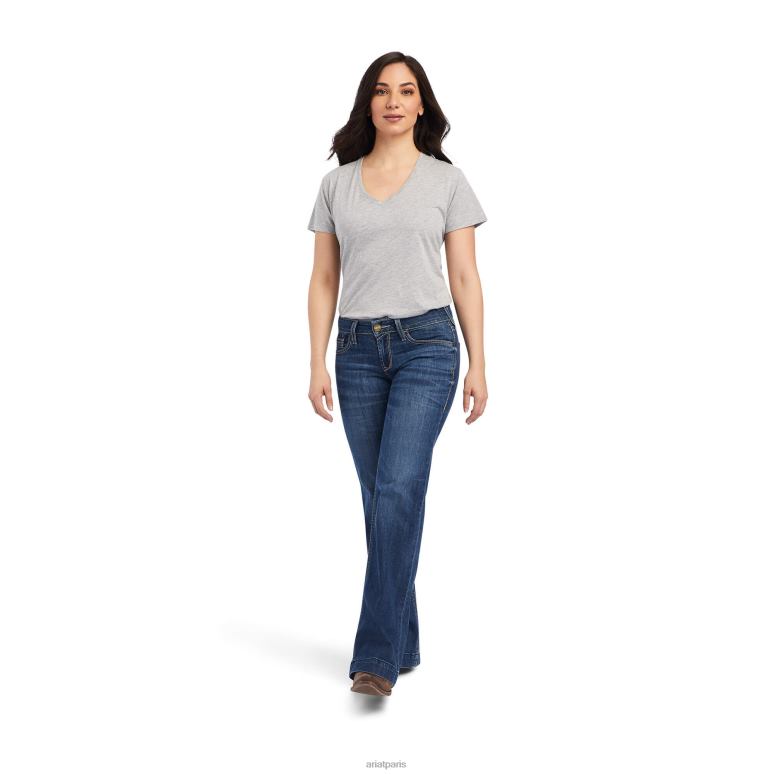 RJ66P2568 pantalon taille mi-haute amaryllis jean large Ariat bas Irvine femmes