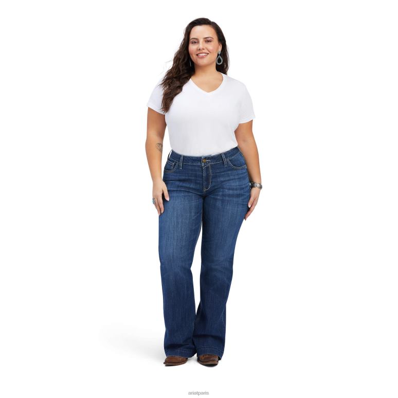 RJ66P2568 pantalon taille mi-haute amaryllis jean large Ariat bas Irvine femmes