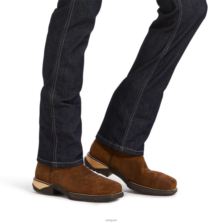 RJ66P2587 Jean droit corbeau en Durastretch avec barres d'armature Ariat bas rincer femmes