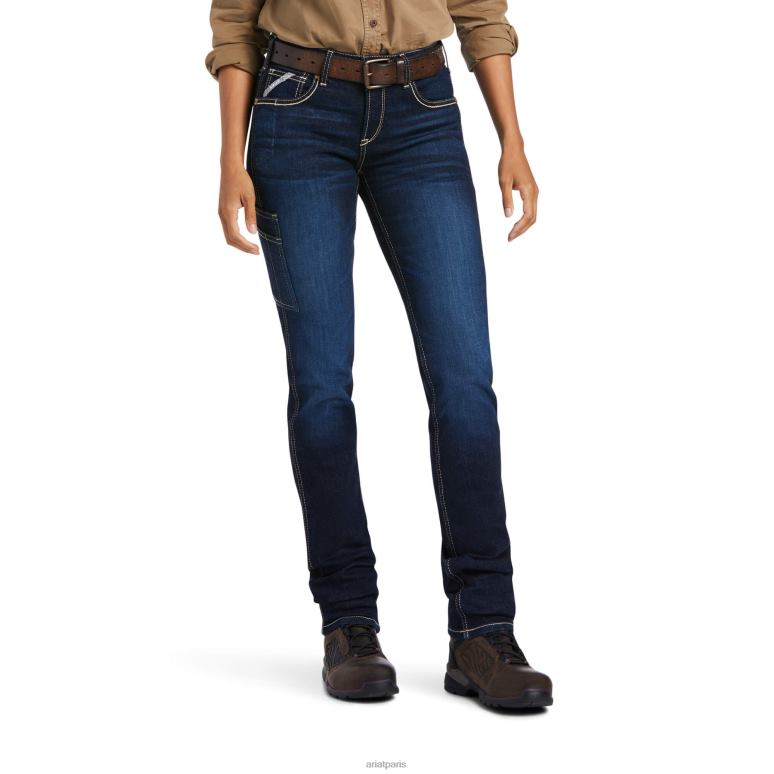 RJ66P2596 jean à jambe slim avec rivets flexibles, taille parfaite, barres d'armature Ariat bas francais femmes