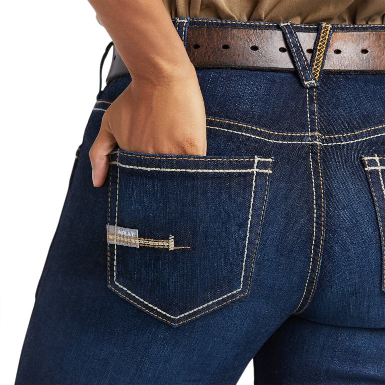 RJ66P2596 jean à jambe slim avec rivets flexibles, taille parfaite, barres d'armature Ariat bas francais femmes