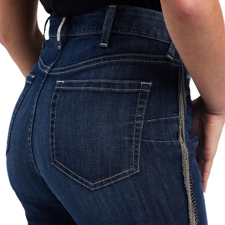 RJ66P2598 réel. jean évasé taille haute à franges Ariat bas minuit femmes