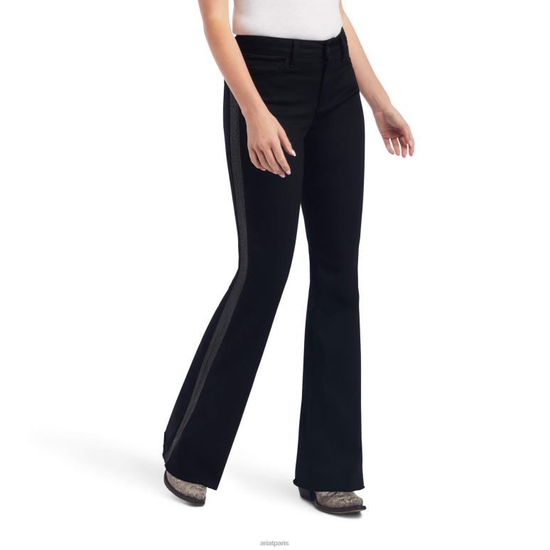 RJ66P2610 pantalon slim, jean large à rayures en chaîne Ariat bas noir femmes