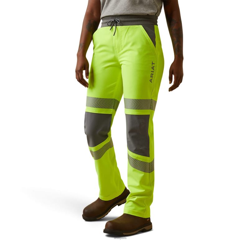 RJ66P2625 pantalon à jambe étroite à enfiler rebar durastretch Ariat bas jaune haute visibilité femmes