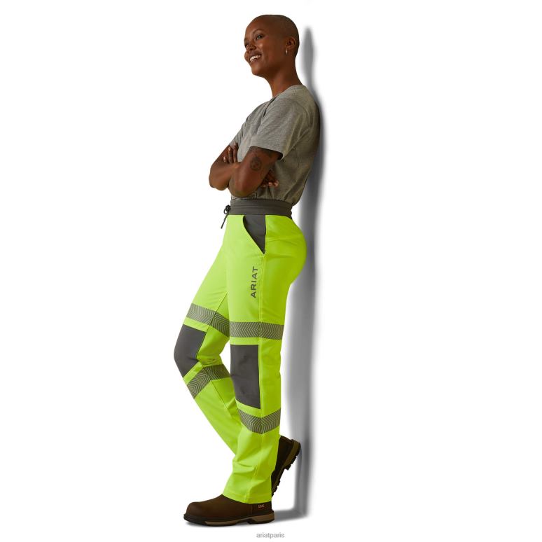 RJ66P2625 pantalon à jambe étroite à enfiler rebar durastretch Ariat bas jaune haute visibilité femmes