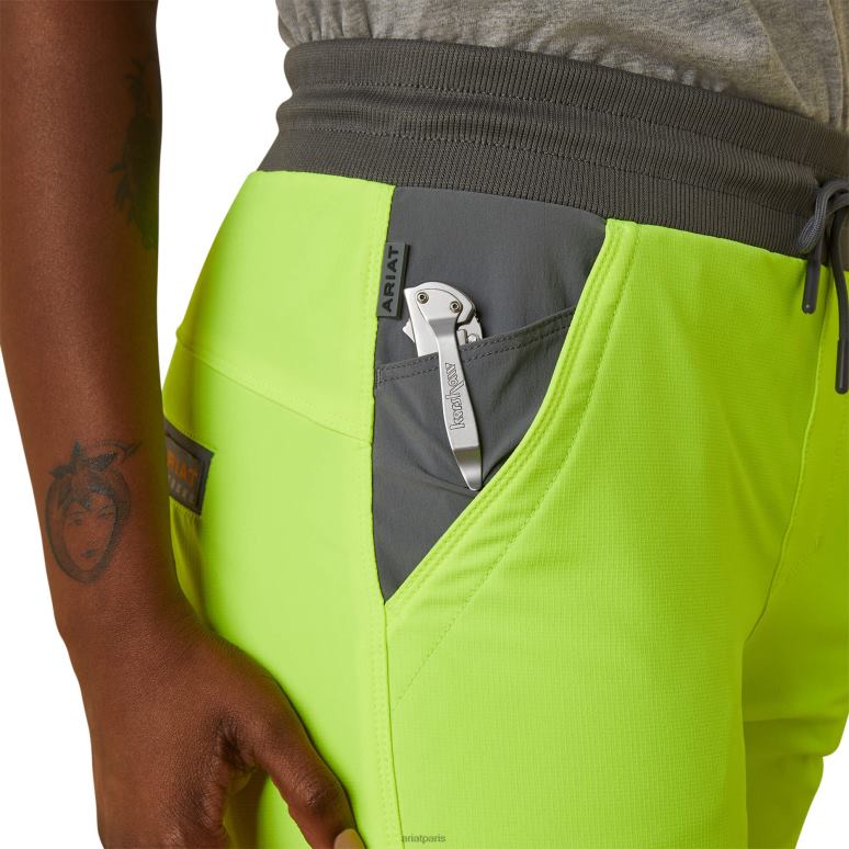 RJ66P2625 pantalon à jambe étroite à enfiler rebar durastretch Ariat bas jaune haute visibilité femmes