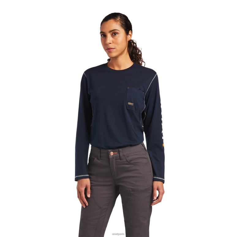RJ66P2670 pantalon double devant résistant en durastretch Ariat bas barres d'armature grises femmes