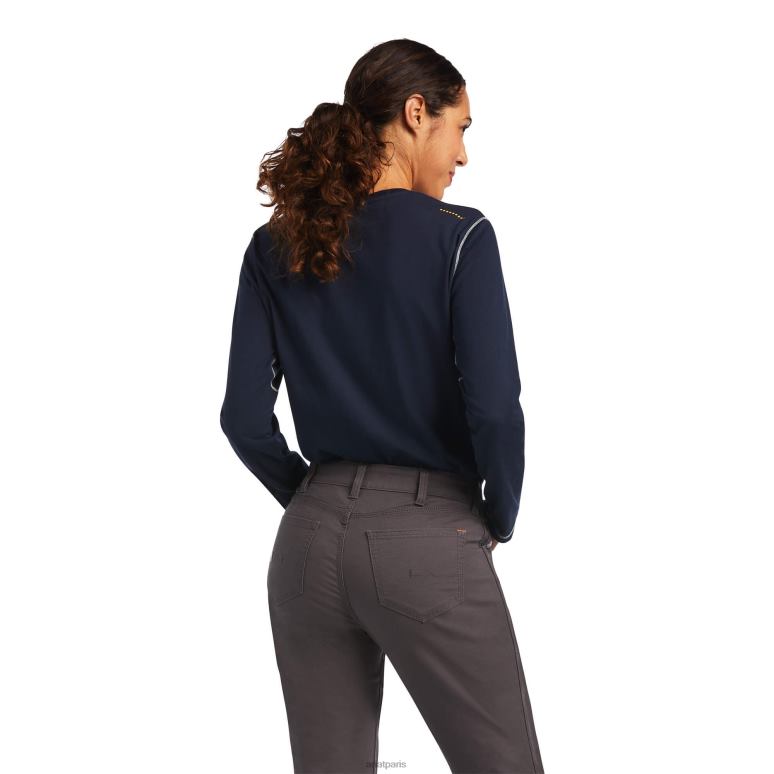 RJ66P2670 pantalon double devant résistant en durastretch Ariat bas barres d'armature grises femmes
