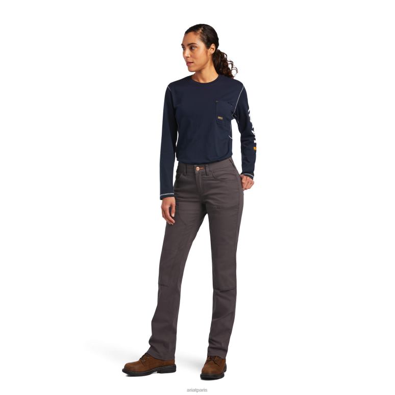 RJ66P2670 pantalon double devant résistant en durastretch Ariat bas barres d'armature grises femmes