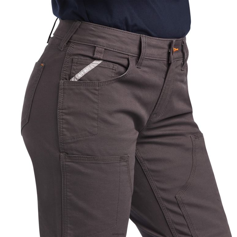 RJ66P2670 pantalon double devant résistant en durastretch Ariat bas barres d'armature grises femmes