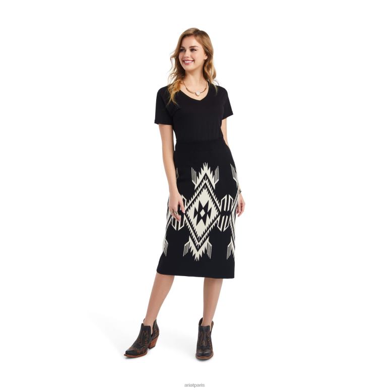 RJ66P3300 jupe pull chimayo Ariat bas noir/crème au beurre femmes