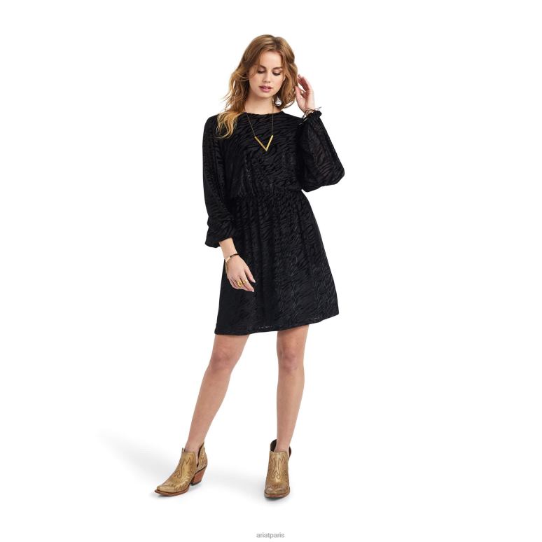 RJ66P3305 robe d'ombre Ariat bas noir femmes