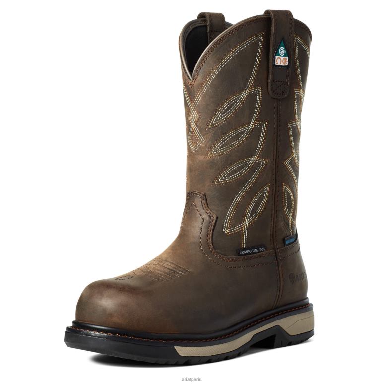 RJ66P2370 Botte de travail à bout composite imperméable Riveter CSA Ariat chaussure marron foncé femmes