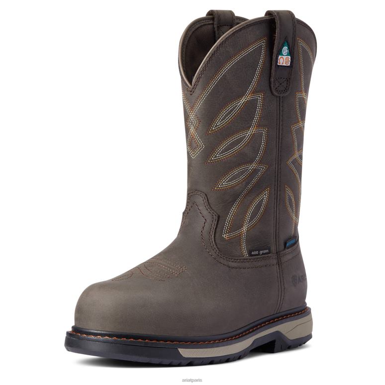 RJ66P2377 Botte de travail imperméable à bout composite Riveter CSA Glacier Grip de 400 g Ariat chaussure Tempête sombre femmes