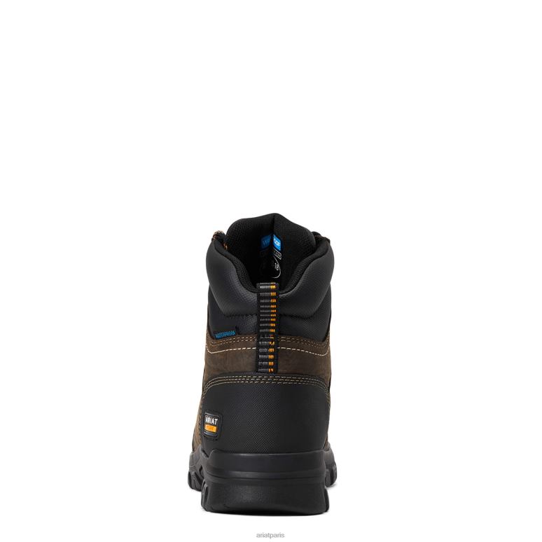 RJ66P2382 Botte de travail imperméable à embout en acier de 6 po Ariat chaussure marron foncé femmes