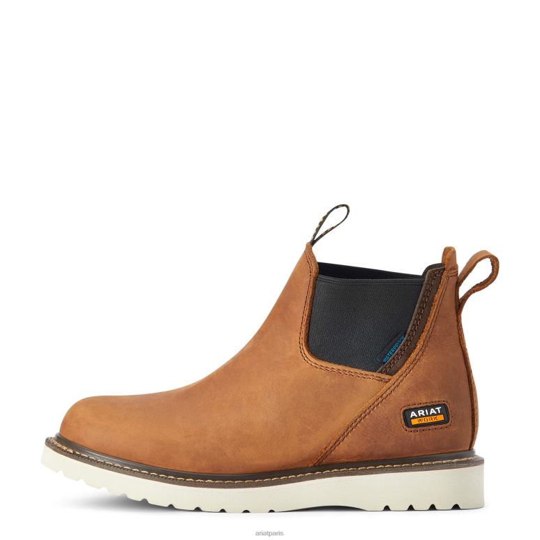 RJ66P2387 Botte de travail imperméable Chelsea compensée avec barres d'armature Ariat chaussure miel vieilli femmes