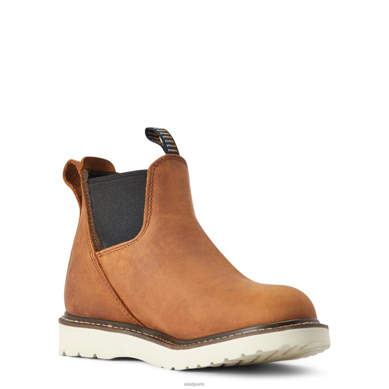 RJ66P2387 Botte de travail imperméable Chelsea compensée avec barres d'armature Ariat chaussure miel vieilli femmes