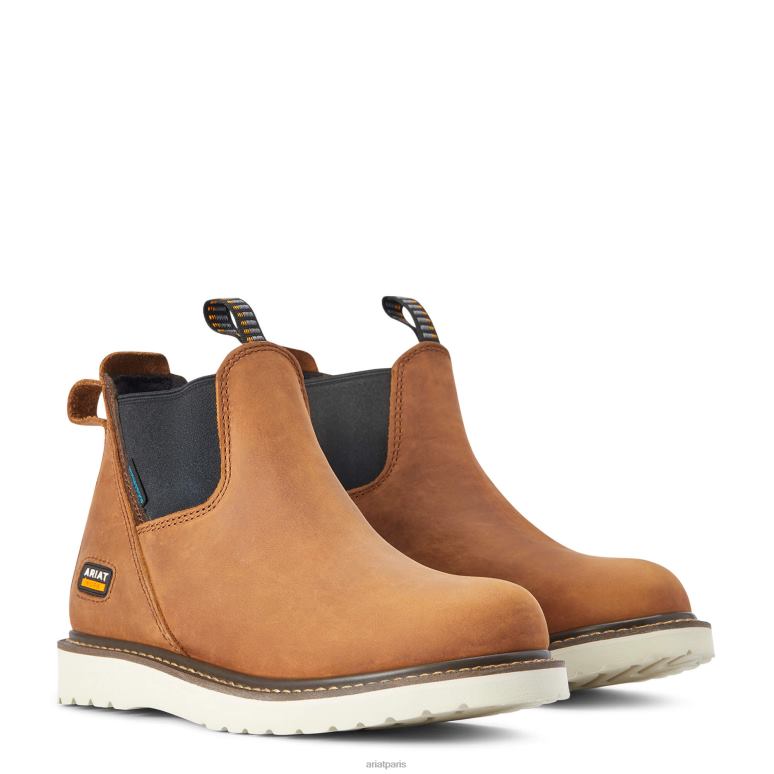 RJ66P2387 Botte de travail imperméable Chelsea compensée avec barres d'armature Ariat chaussure miel vieilli femmes