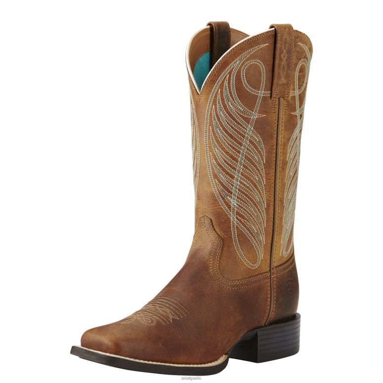 RJ66P2075 botte western à bout carré et large Ariat chaussure marron poudré femmes
