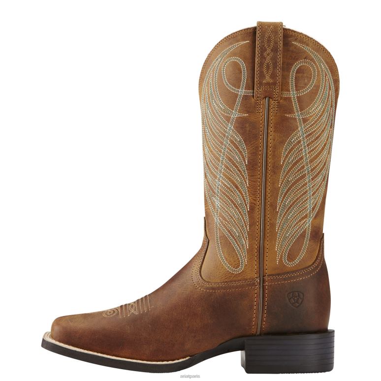 RJ66P2075 botte western à bout carré et large Ariat chaussure marron poudré femmes