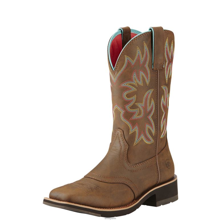 RJ66P2098 botte western Delilah Ariat chaussure brun grillé femmes