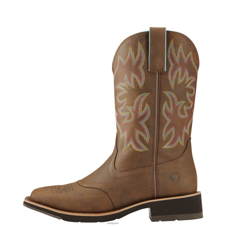RJ66P2098 botte western Delilah Ariat chaussure brun grillé femmes