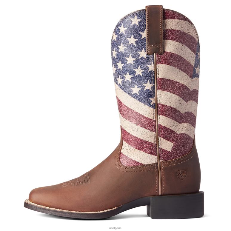 RJ66P2099 Arrondir la botte western patriote Ariat chaussure marron vieilli femmes