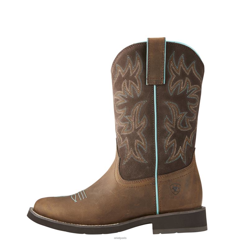 RJ66P2113 botte western à bout rond Delilah Ariat chaussure marron vieilli femmes