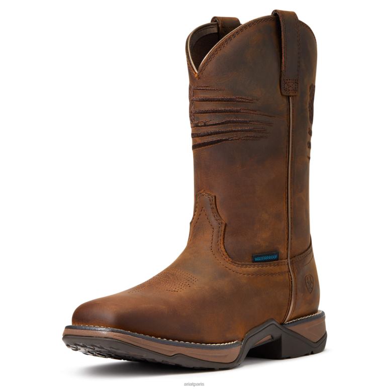 RJ66P2114 Botte western imperméable Anthem Patriot Ariat chaussure marron vieilli femmes