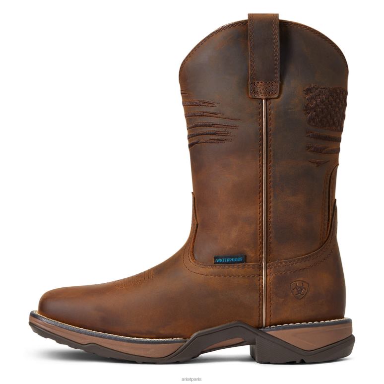 RJ66P2114 Botte western imperméable Anthem Patriot Ariat chaussure marron vieilli femmes