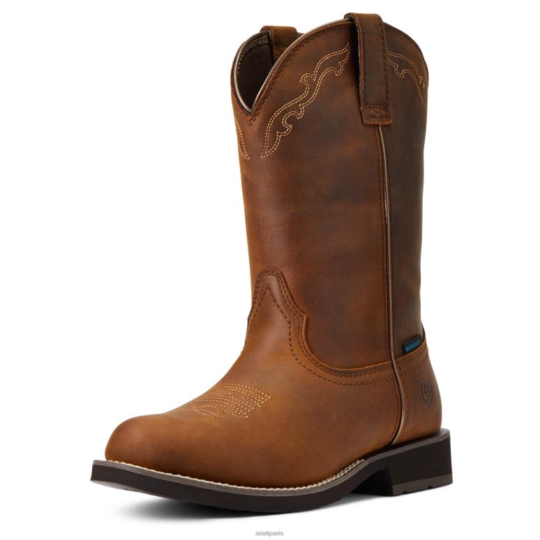 RJ66P2127 botte western imperméable à bout rond Delilah Ariat chaussure marron vieilli femmes