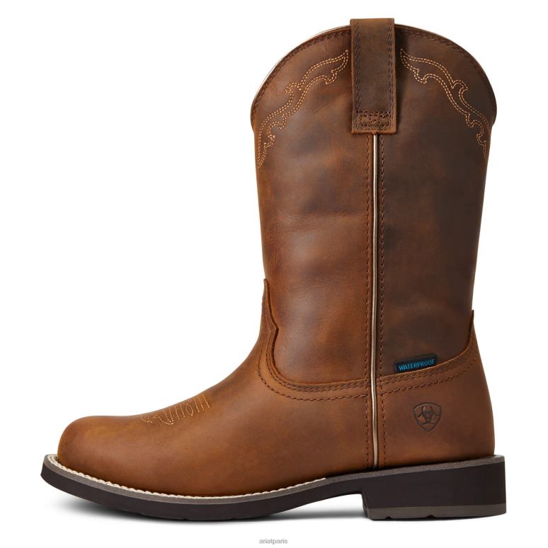 RJ66P2127 botte western imperméable à bout rond Delilah Ariat chaussure marron vieilli femmes