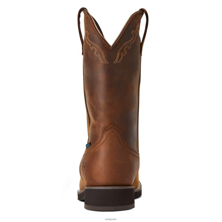 RJ66P2127 botte western imperméable à bout rond Delilah Ariat chaussure marron vieilli femmes