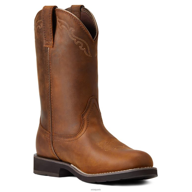 RJ66P2127 botte western imperméable à bout rond Delilah Ariat chaussure marron vieilli femmes