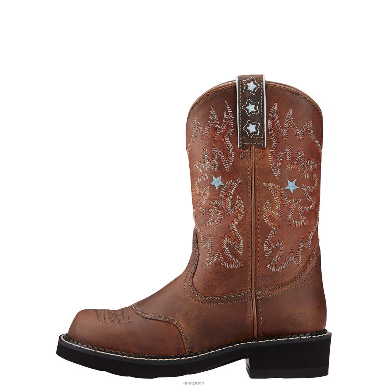 RJ66P2132 probablement une botte western Ariat chaussure bois flotté marron femmes