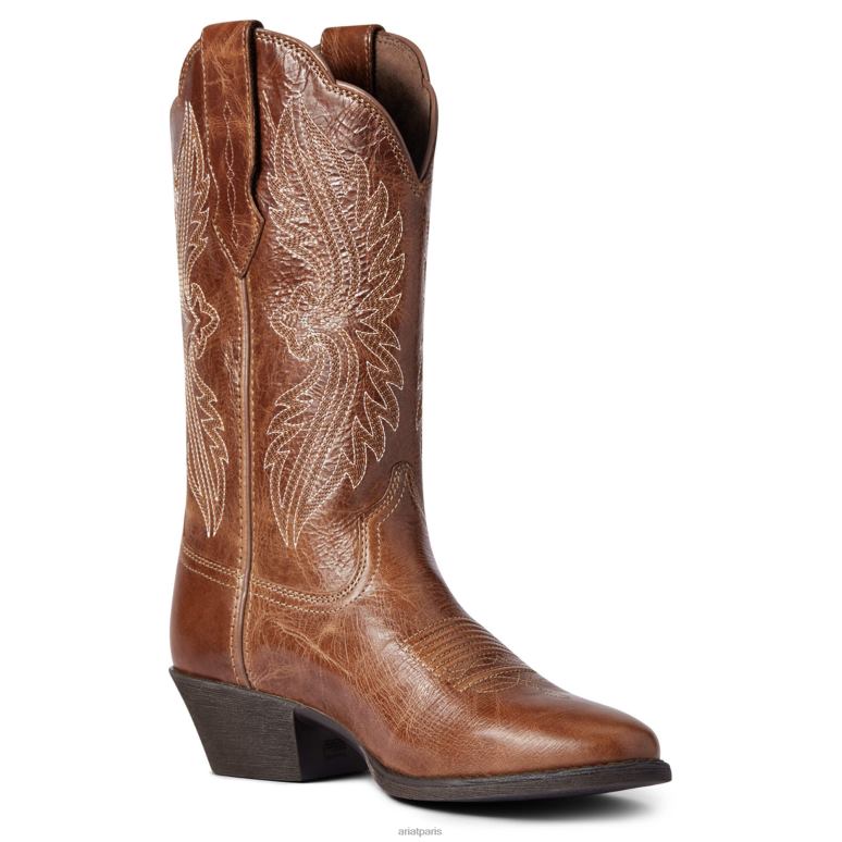 RJ66P2133 botte western stretch à bout Heritage R Ariat chaussure bronzage foncé femmes