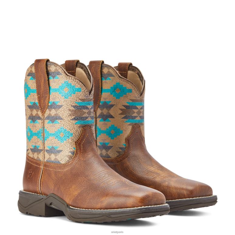 RJ66P2140 Hymne shortie savanna botte western Ariat chaussure couverture taupe/turquoise sèche femmes