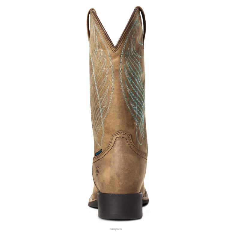RJ66P2146 botte western imperméable à bout carré et large Ariat chaussure marron vieilli femmes