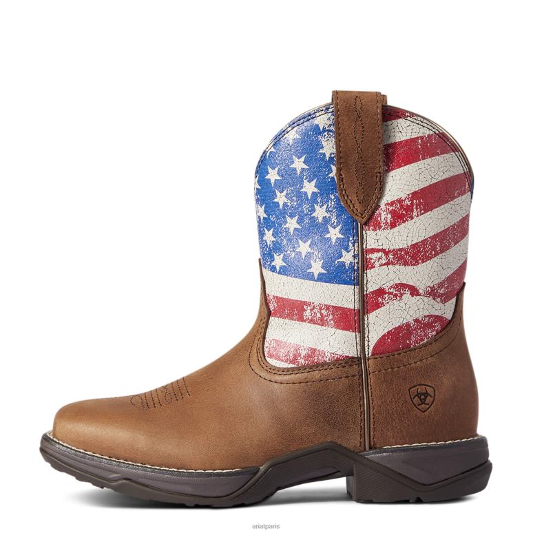 RJ66P2156 Hymne Shortie Patriot Western Boot Ariat chaussure rouge-marron femmes