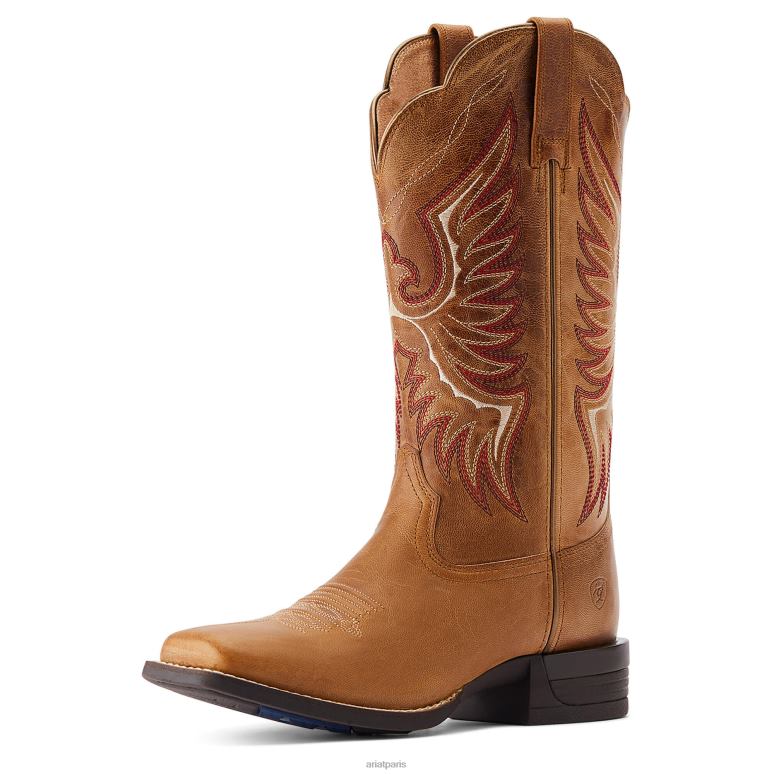 RJ66P2169 botte western rockdale Ariat chaussure chamois aux amandes femmes