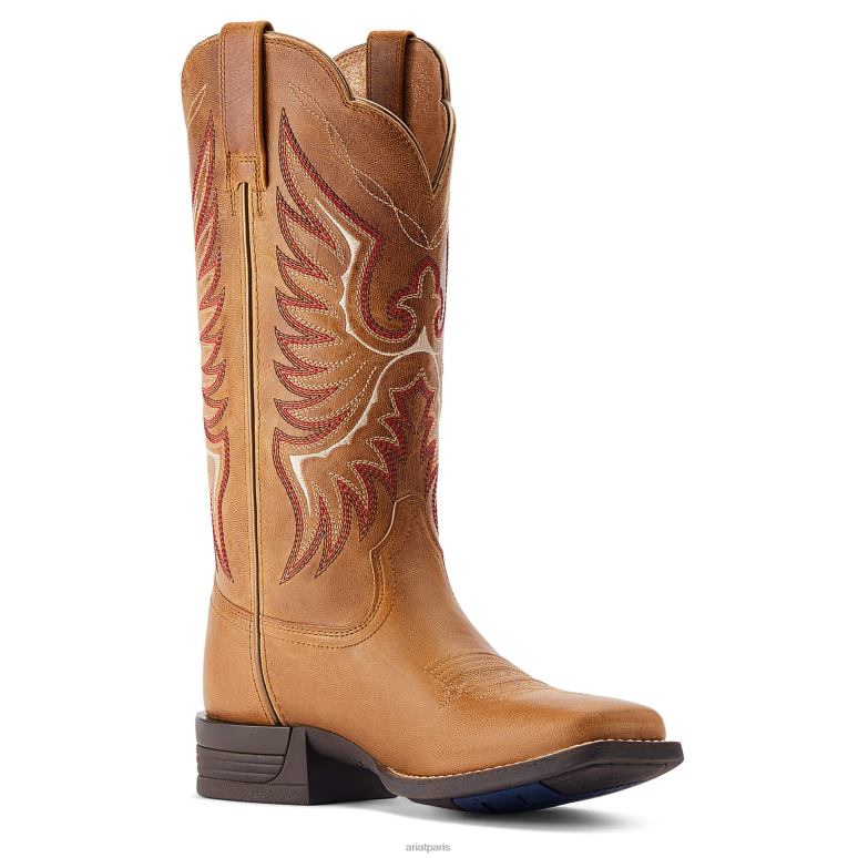RJ66P2169 botte western rockdale Ariat chaussure chamois aux amandes femmes