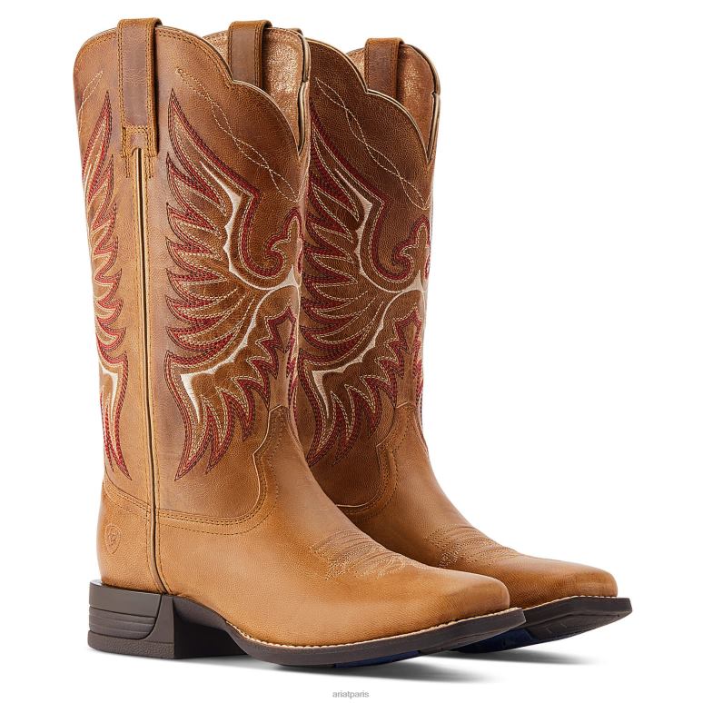 RJ66P2169 botte western rockdale Ariat chaussure chamois aux amandes femmes