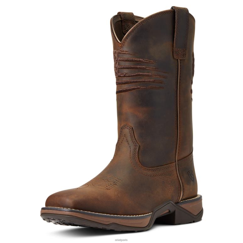 RJ66P2170 botte western hymne patriote Ariat chaussure marron vieilli femmes