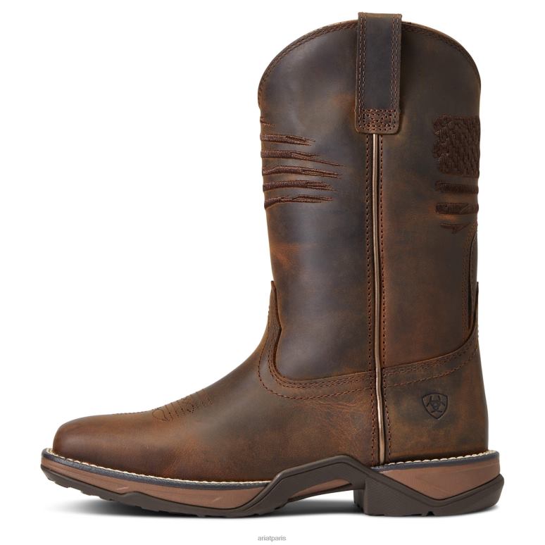 RJ66P2170 botte western hymne patriote Ariat chaussure marron vieilli femmes