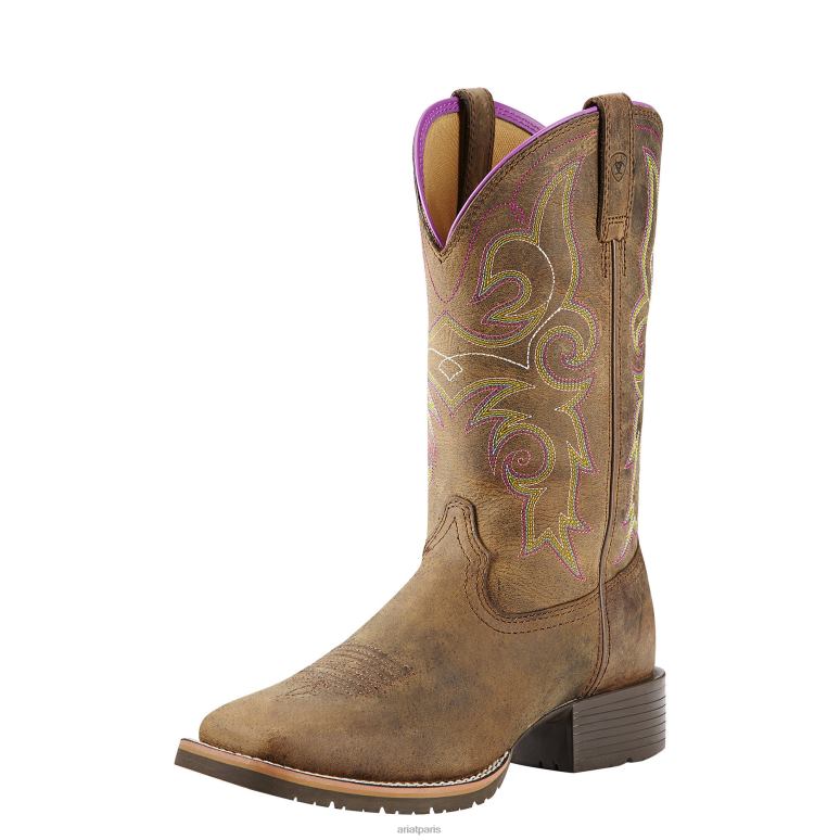 RJ66P2183 botte western hybride de rancher Ariat chaussure marron vieilli femmes