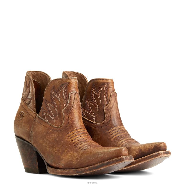 RJ66P2225 botte western noisette Ariat chaussure marron naturellement vieilli femmes