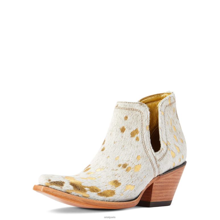 RJ66P2229 botte western dixon en veau chevelu Ariat chaussure cheveux blancs métallisés femmes