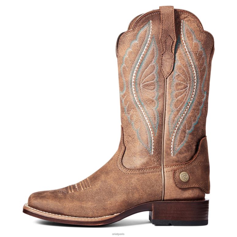 RJ66P2232 botte western à fermeture éclair aux heures de grande écoute Ariat chaussure sellerie marron femmes