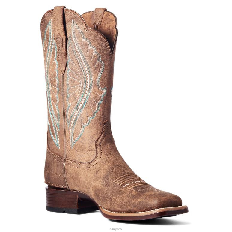 RJ66P2232 botte western à fermeture éclair aux heures de grande écoute Ariat chaussure sellerie marron femmes